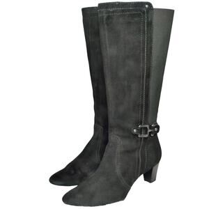 Anne Klein Black Suede Knee-High Boots Sz 7.5
